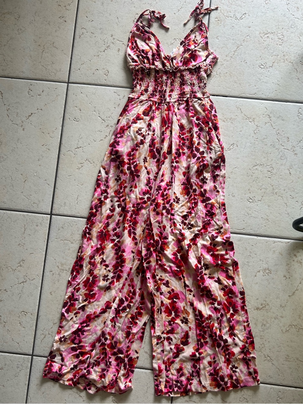 Patrons of Peace Pink and Magenta Floral Wide-Leg Jumpsuit